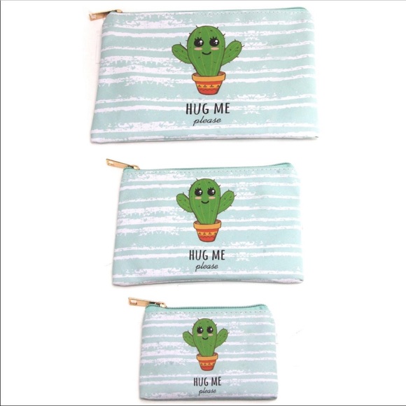 Handbags - 3 Piece Cactus Cosmetic Bags